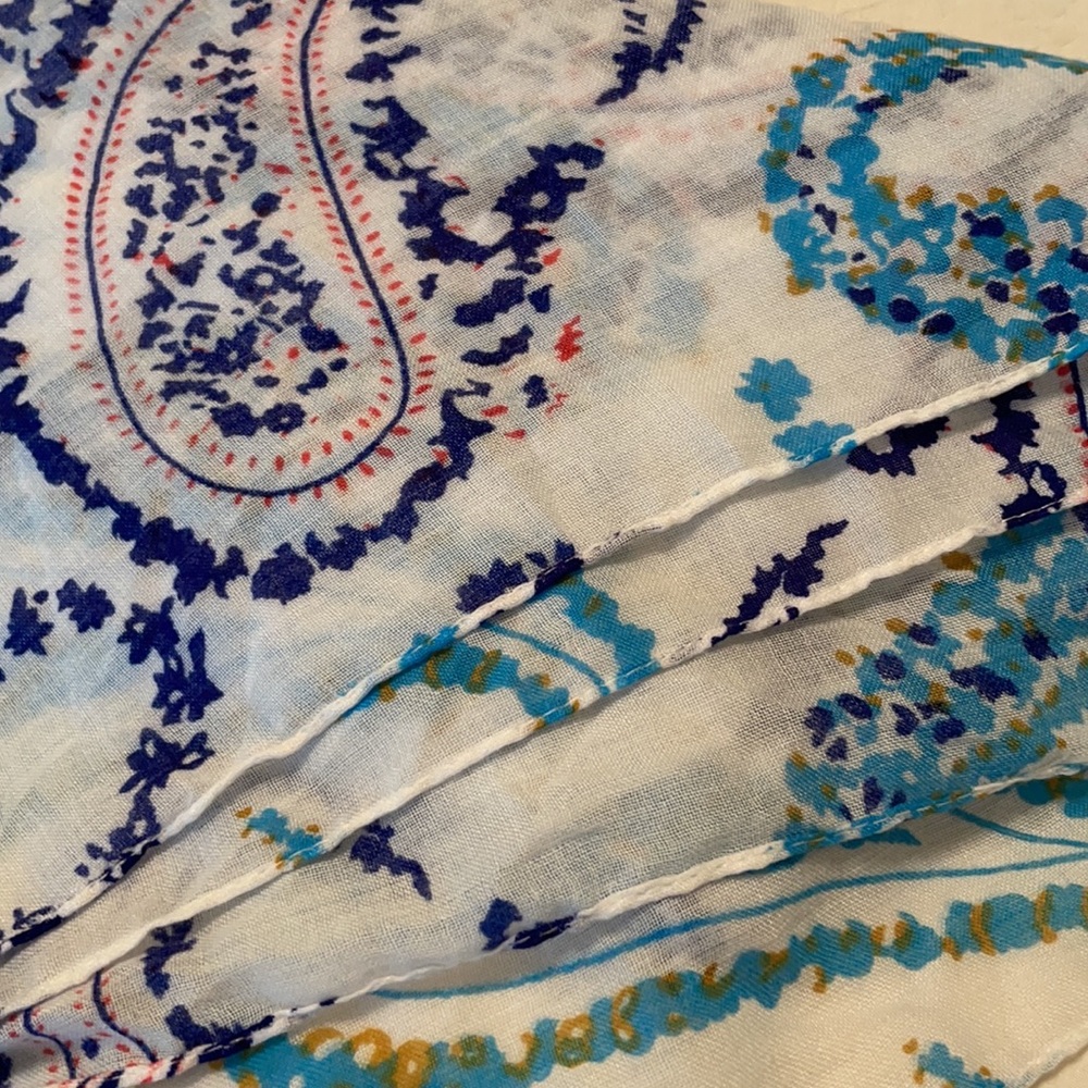 Matilda Jane Wrap Scarf sarong Shawl Blue White Beachy Tropical Cruise Gift NEW - Picture 4 of 5
